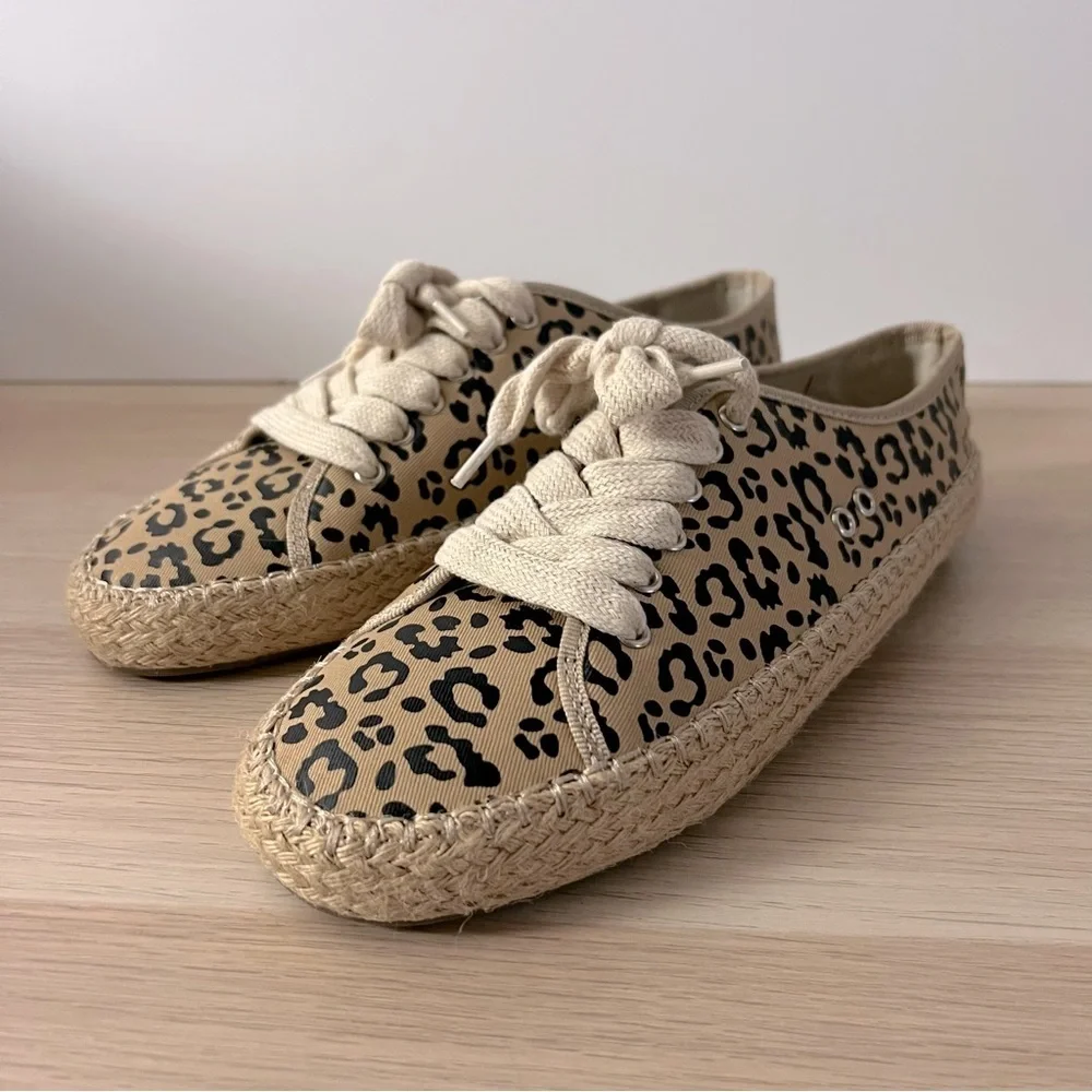 EMU Australia Agonis Cuban Sand Leopard Print Espadrille Lace Up Sneaker Shoes